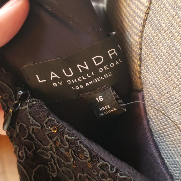 NWT Shelli Segal Elegant LBD w/ Feather Trim sz 16 - Picture 9 of 12